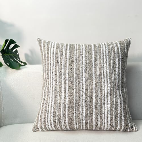 vctops Textured Boucle Throw Pillow Covers Set of 2, Modern Striped Decorative Cushion Cover Farmhouse Square Accent Pillowcases for Sofa Bedroom Living Room Home Decor (Camel, 18"x18") - color: Camel