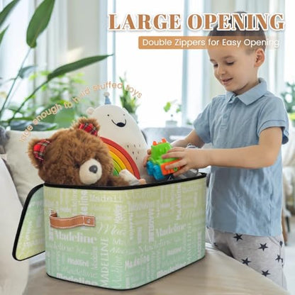 Storage Basket Custom Name, Personalize Keepsake Box, Yellow Green | Foldable Fabric Gradient Large Memory Bin with Handle Lid Lightweight Waterproof Dustproof, 14"L x 10.2"W x 10.4"H - color: Option 25