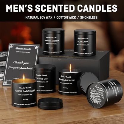 Men’s Scented Candles Set – Soy Wax Aromatherapy Candles for Men, Masculine Scented Candles with Essential Oils, Long Lasting Strong Scent, Luxury Gift Candles for Men,Dad,Him (46oz) - size: 46oz