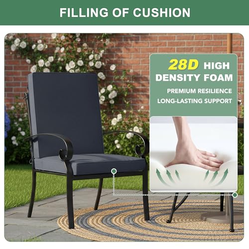 Summsun 4-Pack High Back Outdoor Chair Cushions, 20 x 20 Inch, Dark Grey | High-Resilience Foam, Non-Slip Bottom, Water Resistant, Removable Cover, Hidden Zipper, Fit for Garden, Lawn, Patio Furniture - color: Dark Grey