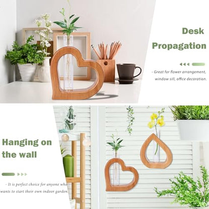 Plant Propagation Stations 2 PCS Wall Hanging Planters | Wall hanging Glass Tubes Terrarium Plants for Indoor Plant Rooting Gardening Gift for Plant Lovers - size: 5.3IN