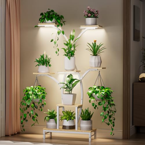 Plant Stand Indoor with Grow Lights - 7 Tiered Metal Corner Shelf for Multiple Plants, 62" Corner Plant Stand for Indoor Plants, Tree-Shaped Plant Rack for Home, Living Room, Office & Patio Decor