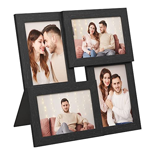 SONGMICS 4x6 Picture Frames Collage Wall Decor, 4-Pack | Photo Collage Frame, Multi Picture Frame Set with Glass Front, Hanging Display, Ink Black URPF25BK - color: Ink Black, size: 4 Pack