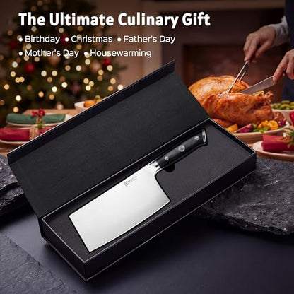 PAUDIN Cleaver Knife 7 Inch, Razor Sharp Chinese Chef Knife Dishwasher Safe, German High Carbon Steel Vegetable Cleaver with G10 Handle, Meat Slicing Slicer, Daily Meal Prep for Home and Restaurant - color: Cleaver - 7 inch