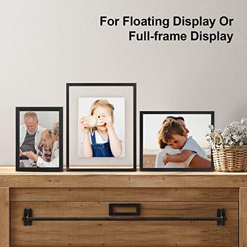 Egofine 9x12 Floating Frames Set of 2, Double Plexiglass Picture Frame, Made of Solid Wood Display Any Size Photo up to 9x12, Wall Mount or Tabletop Standing, Faded Black - color: Faded Black, size: 9x12