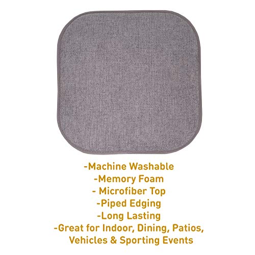 Sweet Home Collection Chair Cushion Memory Foam Pads Honeycomb Pattern Slip Non Skid Rubber Back Rounded Square 16" x 16" Seat Cover, 4 Pack, Alexis Gray/Silver - color: Alexis Gray/Silver, size: 4 Pack