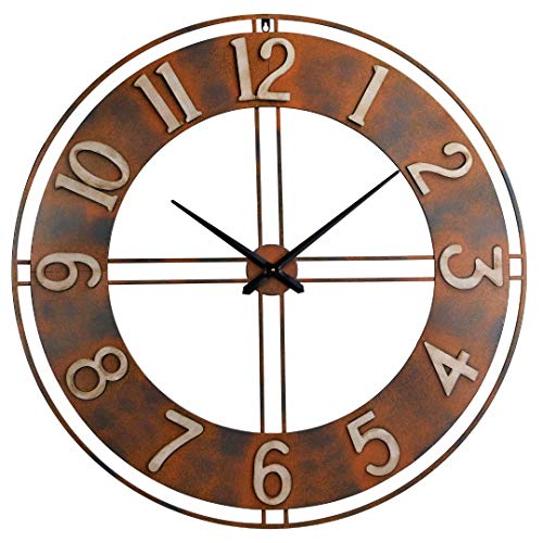 40-Inch Metal Decorative Rusty Wall Clock with Arabic Numerals - size: XX-Large