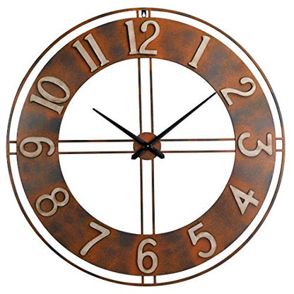 40-Inch Metal Decorative Rusty Wall Clock with Arabic Numerals - size: XX-Large