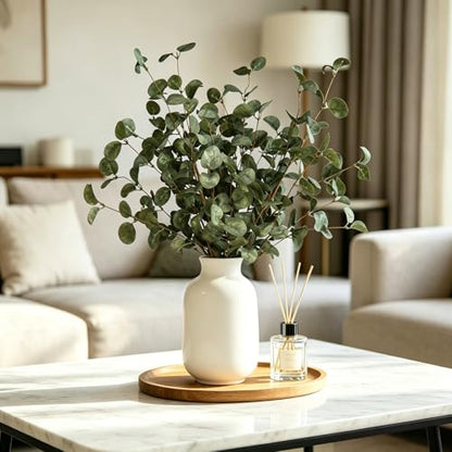 4PCS 22.2Inch Faux Greenery Eucalyptus Stems Leaves Plant for Vase(Green) | soft thin-styrofoam nice-touch natural look easy to adjust suitable for various vases without any maintenance - color: Green