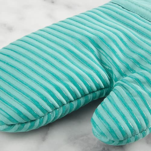 KITCHENAID Quilted Cotton Terry Cloth Oven Mitt, Pot Holder, Kitchen Towel 4-Pack Set, Heat Resistant, Silicone Grip, 16"x26", 7"x13" & 7"x10", Aqua Sky - color: Aqua Sky