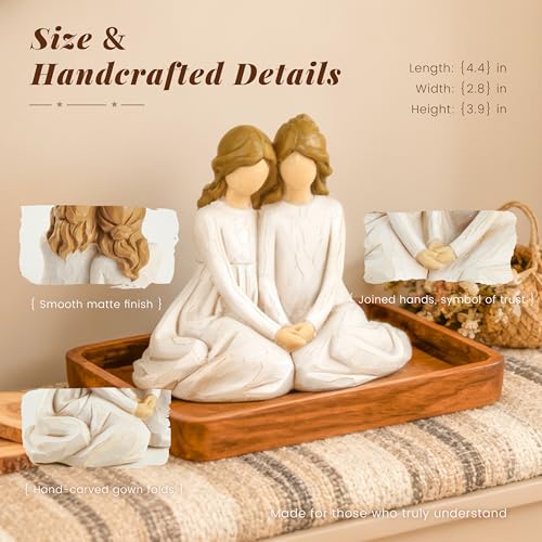 Seated Sister Figurine, Two Sisters Resin Sculpture for Tabletop or Gifting - style: Seated Together