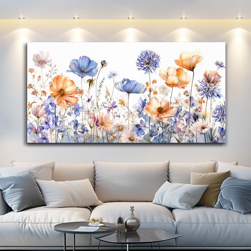 Lapremoly Large Wall Art for Living Room Flowers Wall Decor for Bedroom Colorful Floral Pictures Abstract Painting Rustic Nature Artwork for Walls Farmhouse Canvas Prints for Home Office Dining Room - color: Abstract Flowers Painting, size: 48"L x 24"W