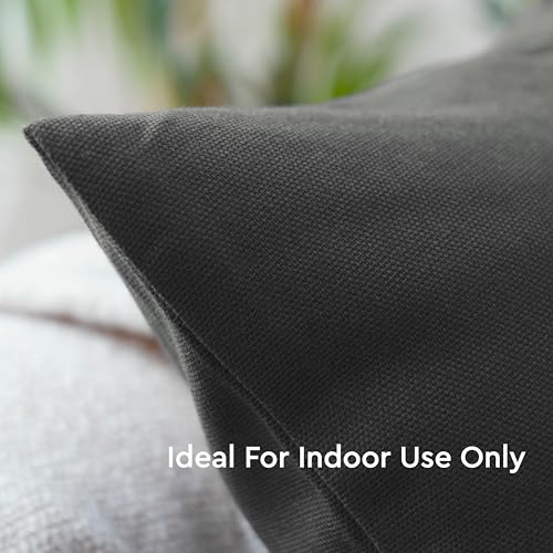 Encasa XO Throw Pillow Covers, Cotton, No Inserts 12"x12" Charcoal Grey | Durable Cotton Canvas | Concealed Invisible Zipper | Ideal for DIY & Embroidery | Living Room & Couch | Set of 2 - color: Charcoal Grey, size: 12" x 12" (Pack of 2)