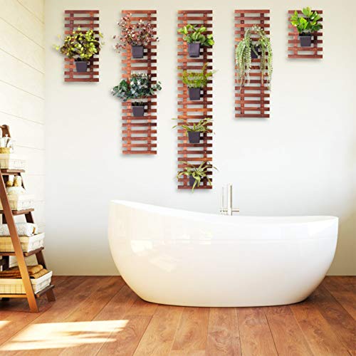 ShopLaLa Large Hanging Wall Planter for Indoor Plants (5 Pack) Wooden Decor | Wall Bathroom Decorations Living Room Home Plant Shelves Vertical Garden Huge Unique Farmhouse Vintage Rustic - size: 5-pc set