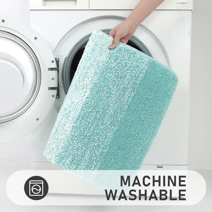 Bsmathom Bathroom Rug Set 4 Piece, Plush Microfiber Bath Mat, Teal | Super Water Absorbent, Non Slip Machine Washable Bath Rug Sets with Toilet Lid Cover and U-shaped Contour Toilet Mat - color: Teal, size: 18"x26"+20"x31"+U20"x24"+Cover19"x21"