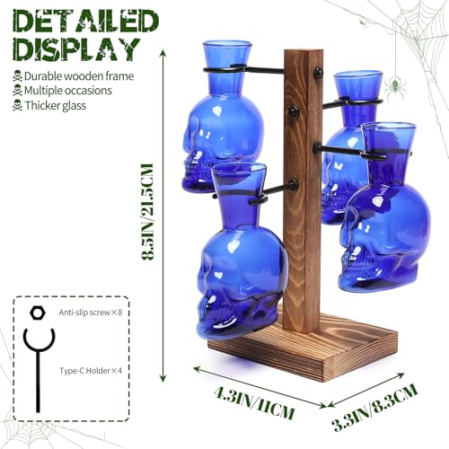 Plants Propagation Stations Skull Glass Propagation Birthday Gift for Women | Garden Plant Lovers - 4 Skull - color: Blue