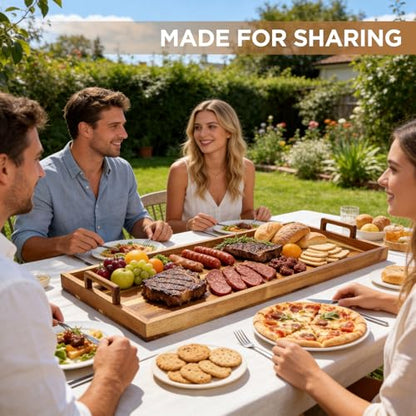 Large Charcuterie Board 30x12 Inch with Cheese Knife Set Acacia Wood | Extra Large Acacia Wood Board with Handles,30PCS Wax Paper Inlucded,Long Serving Tray for Party,Picnic and Home Entertaining - size: 30 Inches