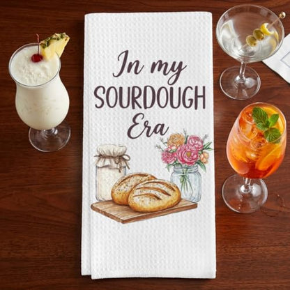 Sourdough Baking Gifts Dish Towels for Women Hostess, in My Sourdough Era Waffle Weave Kitchen Towels for Bread Lover - color: Sourdough