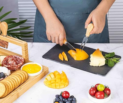Charcuterie Board Gift Set with Large Embedded Removable Slate Serving Tray House Warming Gift New Home, Wedding Gifts for Couple, Bridal Shower Gift (Lightweight Charcuterie Board) - size: Lightweight Charcuterie Board