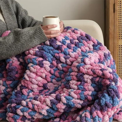 Jumbo Chunky Yarn for Hand Knitting - Super Thick Chenille Chunky Yarn for Crocheting - Extra Soft Bulky Fluffy Blanket Big Yarns 8 Jumbo Pack (27yds,8 oz Each Skein) - color: Twilight lris
