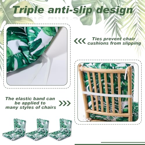Hoteam 4 Set Outdoor Patio Chair Cushions 20 x 42 in Deep Seat Waterproof Patio Cushions Set for Furniture Replacement Removable Seat and Back (Monstera Deliciosa) - style: Monstera Deliciosa