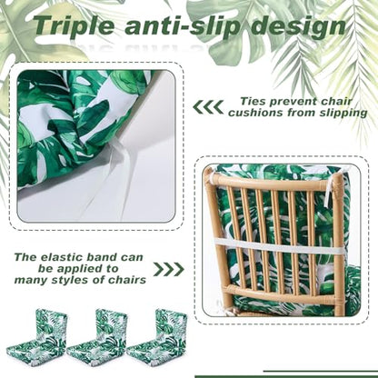 Hoteam 4 Set Outdoor Patio Chair Cushions 20 x 42 in Deep Seat Waterproof Patio Cushions Set for Furniture Replacement Removable Seat and Back (Monstera Deliciosa) - style: Monstera Deliciosa