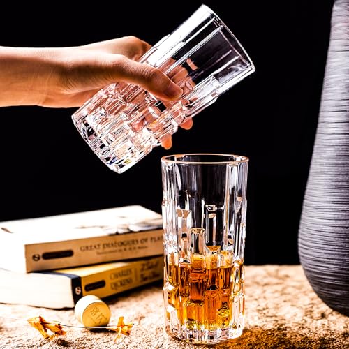 Highball Glasses Set of 6, Water Glasses, Collins Tall Beverage Cups Glassware for Drinks, Water, Beer, Soda, Cocktail 10 OZ - style: Style F
