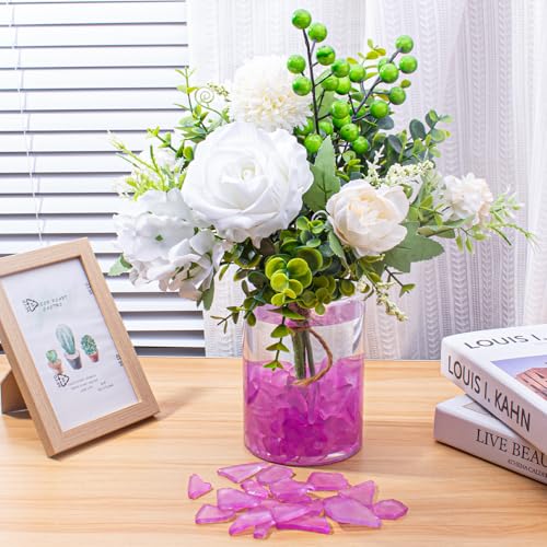 Keedolla 15 Oz Flat Frosted Sea Glass Vase Filler Crushed Tumbled Seaglass Stones Pieces Bulk for DIY Crafts, Wind Chimes, Jewelry Making - Rose Red - color: Rose Red, size: 15 OZ / 0.93 LB