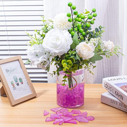 Keedolla 15 Oz Flat Frosted Sea Glass Vase Filler Crushed Tumbled Seaglass Stones Pieces Bulk for DIY Crafts, Wind Chimes, Jewelry Making - Rose Red - color: Rose Red, size: 15 OZ / 0.93 LB