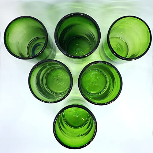 Solid Emerald Green 14 oz Drinking Glasses (set of 6), Recycled Glass, Lead-free, Toxin-Free (14oz Drinking) - color: Green, size: 14 oz