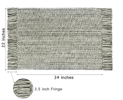COTTON CRAFT Woven Area Rug - 2 Pack Entryway Rug with Fringe - 22x34 Inch | Grey Natural Reversible Boho Farmhouse Rustic Cotton Throw Rug Carpet - Washable Mat for Bedroom Living Room Kitchen Bathroom - color: Grey - 2 Pack, size: 1'10" x 2'10" (Rectang
