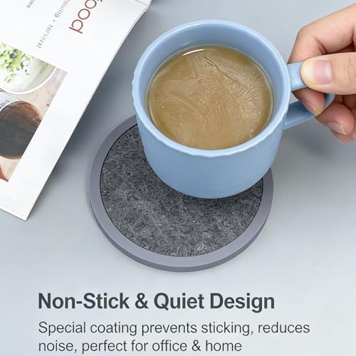 Absorbent Coasters for Drinks with Holder - 6packs, Silicone Coaster with Soft Felt Insert (4.3 inch Coasters with 4.5 inch Holder, Heathered Dark Gray) - color: Heathered Dark Gray