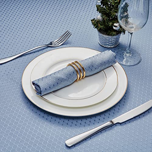 Light Blue Jacquard 17x17 Square Polyester Cloth Napkins Set of 8 | Waterproof, Stain Resistant, Shrink Proof, Washable, fabric, Outdoor, Dining, Wedding, Kitchen, Party, Banquet, Reusable - color: Light Blue