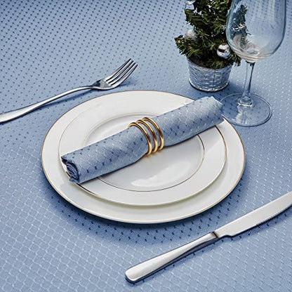 Light Blue Jacquard 17x17 Square Polyester Cloth Napkins Set of 8 | Waterproof, Stain Resistant, Shrink Proof, Washable, fabric, Outdoor, Dining, Wedding, Kitchen, Party, Banquet, Reusable - color: Light Blue