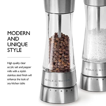 Cole & Mason Derwent Grinder Set - Precision Mechanisms and Sea Salt and Peppercorns - Derwent Salt and Pepper, Stainless Steel - color: Stainless Steel