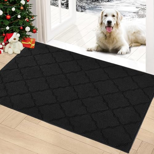 TIMO 32''x48'' Doormat, Non Slip Absorbent Indoor Rug, Resist Dirt, Machine Washable, Low-Profile Entry Mat for Home, Snowflake Black - color: Snowflake Black, size: 32" x 48"