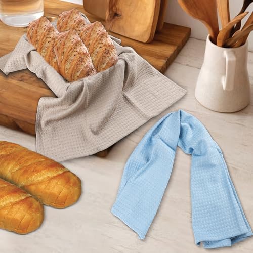 Urban Villa Kitchen Towels Cotton Dish Towels 20”x30” (Set of 6) Multi - color: Set of 6 in Blue, Tan, and Gray, size: 18" x 28" (Set of 6)