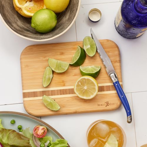 Totally Bamboo Barbados Small Bamboo Cutting Board, 9 x 6.5 Inches | Small cutting board for fruit, vegetables, garnishes, and sandwiches. End-grain bamboo inlay adds standout style. - size: 9"L x 6.5"W