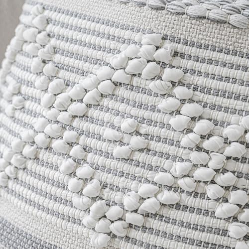 Gray Cream White Boho Throw Pillow Cover 20X20, Boho Woven Textured Pillow Cover, Neutral Pillow Cover, Sofa Couch Bed Farmhouse Lumbar Pillow (Cover ONLY) - color: Gray, size: 20" x 20" (Pack of 1)