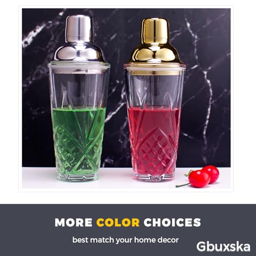 Cocktail Shaker, 14.5 Oz Glass Drink Shakers Cocktail for Bars, Whiskey, Cocktails, Gold - color: Gold