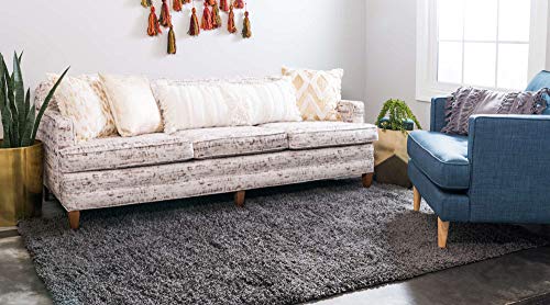 Unique Loom Solid Shag Collection Area Rug (2' x 3' 1" Rectangle, Graphite Gray) - color: Graphite Gray, size: 2' x 3'1" (Rectangular)