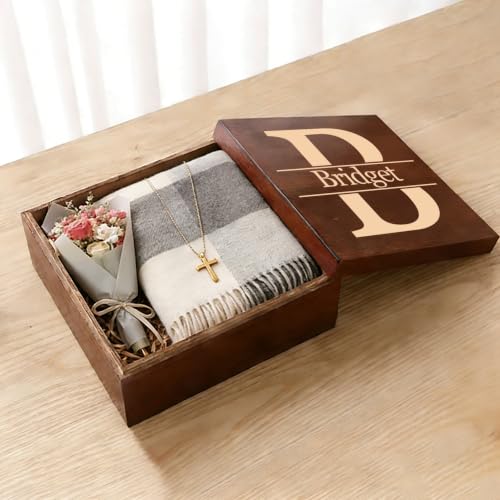 Personalized Wooden Keepsake Box with Monogram, Custom Memory Box with Name | Rustic Storage Chest for Photos & Mementos, Customize Wood Gift Box for Men Women, for Christmas Birthday Wedding Graduation - size: 5.9"L x 5.9"W x 3.9"H, style: Monogram