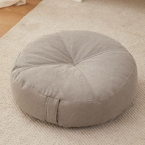 Square Tufted Floor Pillow 8" Extra Thick Floor Pillow Cushion for Adults, Meditation Cushion Pillows, Large Floors Sitting for Tatami Living Room Or Yoga(Gray,50 * 50 * 15 Round) - color: Gray, size: 50*50*15 Round