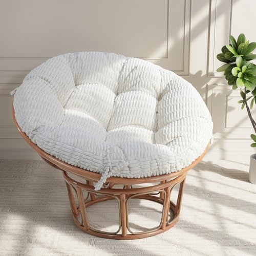 idee-home Papasan Chair Cushion, Circle Papasan Cushion (Without Chair) | Replacement Indoor& Outdoor for Egg Bowl Chair, 48 X 48 Inch, Beige - color: Beige, size: 48x48x6 inch