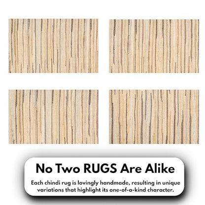 Chindi Area Rug 3x5 Feet - Beige | Farmhouse Cotton Rag Rugs for Living Room, Easy Clean Braided Boho Carpet - color: Beige, size: 3 x 5 feet