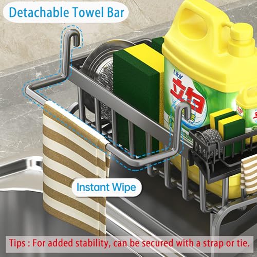 Sponge Holder for Kitchen Sink,Kitchen Sink Organizer caddy with Auto Drain Tray（Plastic） - color: ABS