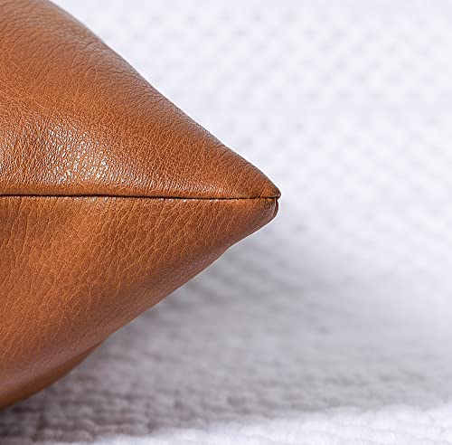 PANOD Premium Faux Leather Throw Pillow Covers, Modern Luxury Decorative Square Throw Pillow Case Cushion Cases for Sofa Couch Bed Car Outdoor,18x18 inch Brown - size: 18" x 18" (Pack of 1)