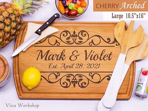 Wooden Cutting Board – Crafted in USA – Serves as Cheese Board, Cutting Board, Chopping Board, Charcuterie Board – Personalized Wood Gift for Wedding, Housewarming, Anniversary, Christmas