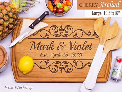 Wooden Cutting Board – Crafted in USA – Serves as Cheese Board, Cutting Board, Chopping Board, Charcuterie Board – Personalized Wood Gift for Wedding, Housewarming, Anniversary, Christmas