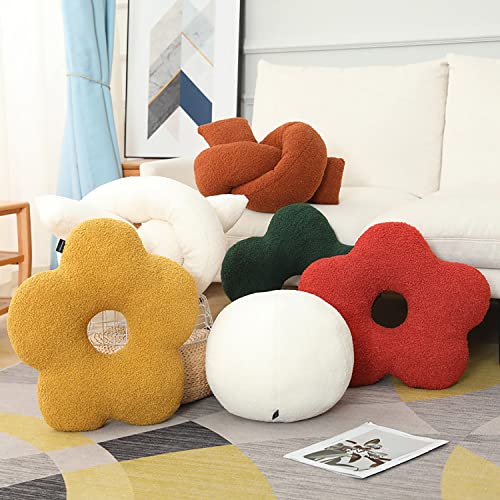 Nordic Style. Flower-Shaped and Ball Throw Pillows. Sofa Cushions. Plush Throw Pillow. (Brown Ball, 33cm (12.99inch)) - color: Brown Ball, style: Ball 33cm (12.99inch)